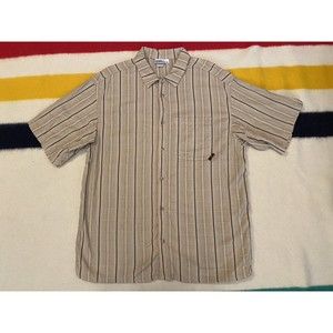 Vintage Gramicci Short Sleeve Button Front Plaid Shirt Sz XL Made In USA Striped